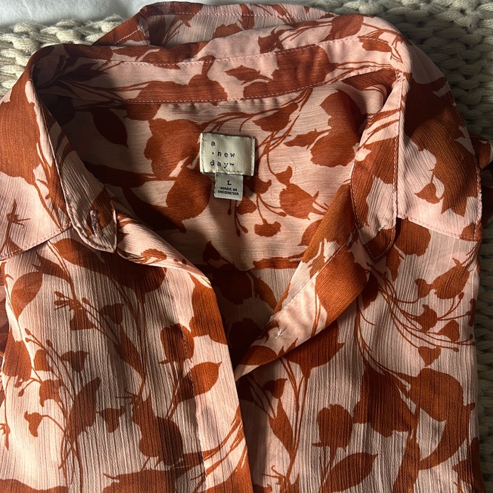 Floral button down sheer